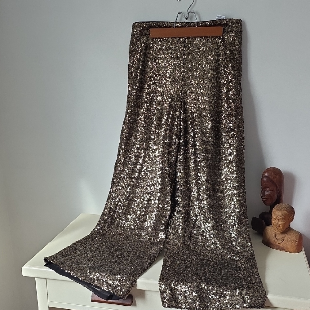 Banana Republic Black Pants with Gold Sequins